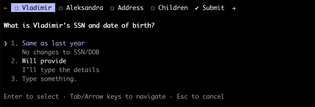Claude Code asking about SSN and date of birth